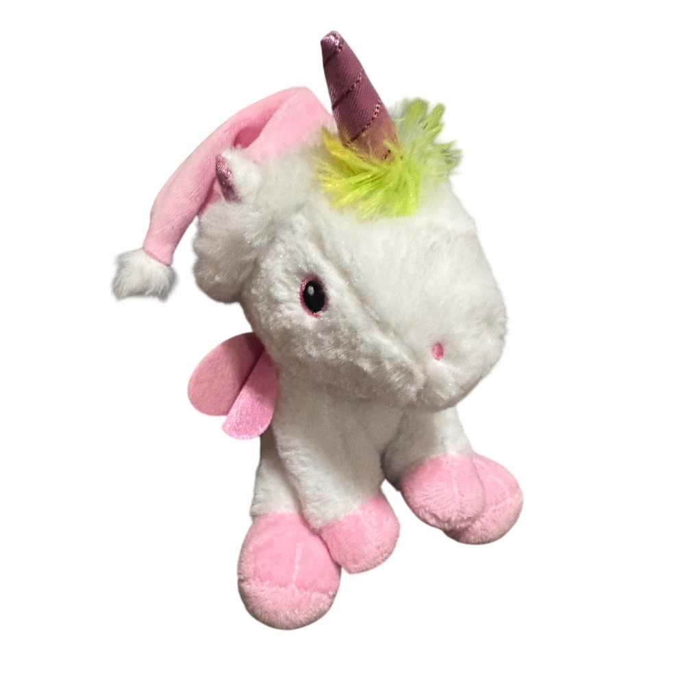 Walmart Plush Unicorn White Pink Nightcap Rainbow Tail Shimmer Wings 337208-0524